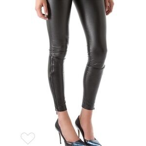 Kelly Wearstler Black Faux Leather Slim Skinny Pants Leggings side leg zipper